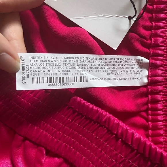 NWT Zara Satin Split Hem Pink Fascia Trousers Pants Pockets Barbiecore Silky - Picture 10 of 12